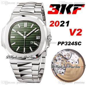 2021 3KF V2 5711/1A-014 A324SC 自動メンズ腕時計グリーン テクスチャ ダイヤル スーパー エディション ステンレススチール ブレスレット Puretime スイス ムーブメント PTPP A324 v10
