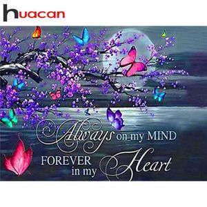 Huacan Full Square Diamant Painting Art Kits Animal Broderi Cross Stitch Butterfly 5D DIY MOSAIC Handgjorda present