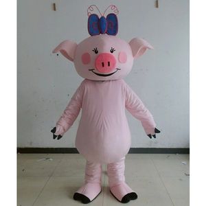 Costume da mascotte di maiale rosa di Halloween Personaggio a tema dei cartoni animati Festival di carnevale Vestito operato Natale Taglia per adulti Festa di compleanno Vestito da esterno