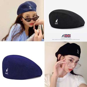 Bollmössor känguru basker för kvinnor sommar tunt kangol brittisk retro målare hatt tidvatten mesh toppade mössor ins gorros mujer q0703