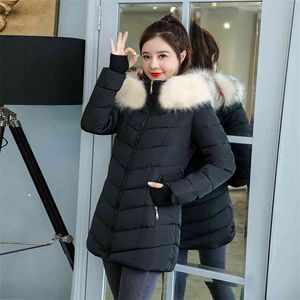 Winter Female Long Jacket Winter Coat Women Fake Fur Collar Parkas Woman Plus size S-3XL Down Jacket Winter Jacket 210819