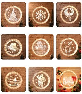 3D Christmas Led String Light Hanging Light Round Window Decortive Snowflake Santa Star String Xmas Decor Layout Lights Party Decoration