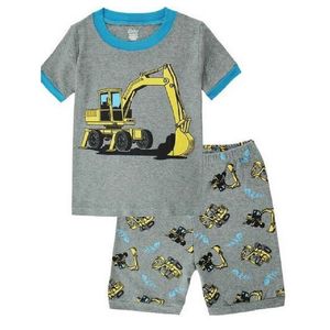 Escavadeira crianças pijamas menino roupas se adapte verão manga curta algodão bebê t - shirts Calças curtas PJS Kids Sleepwear 2-7Y 210413