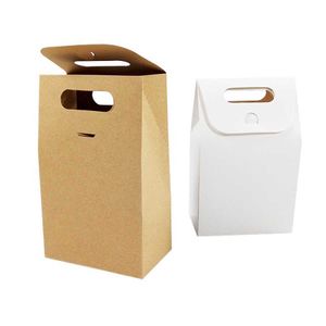 30 Pcs/lot Kraft Paper Bag Blank Birthday Gift Boxes Brown & White for Shops Candy Cake Dessert Wedding Party Supplies 210724