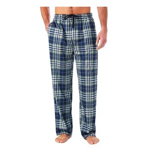 Home Pants Cotton Flannel Autumn Winter Warm Sleepwear Bottoms Male Plus Size Plaid Print Pajama For Men