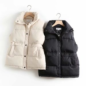 여성 조끼 느슨한 허리 코트 2021 가을 겨울 끌기 로프 민소매 코튼 자켓 남성 방풍과 따뜻한