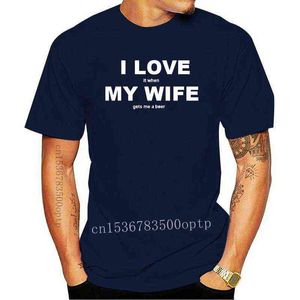 New Man's T-Shirt Birthday Gifts For Husband I Love My Wife Beer Humor Funny T Shirt Men Cotton Short Sleeve Present Tshirt Tops G1217