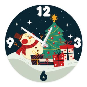 Wall Clocks Children Room Silent Quartz Small Wooden Clock Modern Design Christmas Tree And Yellow Snowman Wood Home Decor