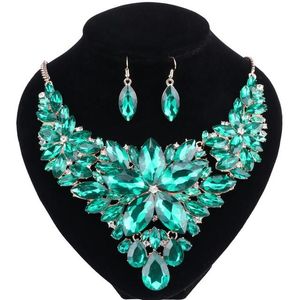 Fashion Crystal Wedding Necklace Earring Jewelry Sets Bride Party Costume Accessories Bridal Decorations Jewellry for Women