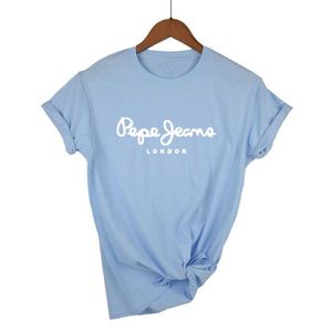 2021 أحدث pepe-jeans-london تي شيرت الصيف المرأة قصيرة الأكمام شعبية تيز قميص قمم للجنسين Y0606