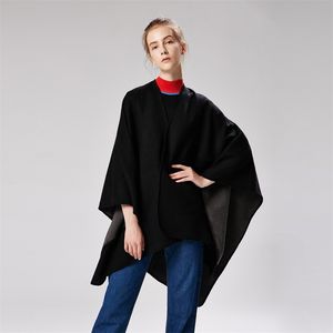 Kobiety Sweter Solidny Kolor Imitacja Cashmere Duży Split Szal Europejski Amerykański Handel zagraniczny Ciepłe Monochromatyczne Przylądek Plain 210427