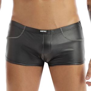 Underpants Men Sexy Lingerie Patent Leather Underwear Gay Male Exotic Boxer Briefs Shorts PantiesUnderpants