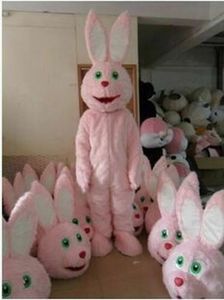 Spettacolo divertente Pasqua Coniglio rosa Costume mascotte Halloween Festa in maschera di Natale Personaggio dei cartoni animati Vestito Vestito Adulto Donna Uomo Vestito Carnevale Unisex