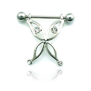 Anéis de borboleta de aço cirúrgico polo de prata para mulheres jóias corporais
