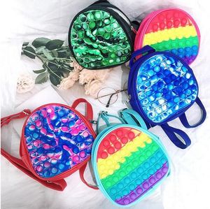 19CM Arcobaleno Tie Dye Fidget Zaino Bubble Toys Borsa Push Bubbles Borse Bambini Sport per adulti Borse a tracolla casual Borsa Tote Regalo di Natale FY2990