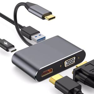 Adattatore da USB-C a HDTV VGA USB3.0 Tipo C PD 4 IN 1 Supporto risoluzione 4K 60HZ ad alta velocità per MacBook Tablet