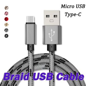 Şarj Kabloları Mikro USB Tipi C Kablosu Standart Hızlı Şarj 1 M 3ft 2 M 6ft 3 M 10 FT Veri Sync Samsung S9 Moto LG Android için Şarj Kabloları