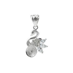 Wholesale silver jewellery settings for sale - Group buy Cute Little Swan Pendant Settings Zircon Pearl Mount DIY Jewellery Making Sterling Silver Pieces