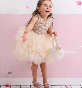 Toppmarknad Cici Girl Boutique Ball Gown 6M-6Years Toddler Tjejer Linen Patchwork Tutu Dress Kids Cake Kläder 210529