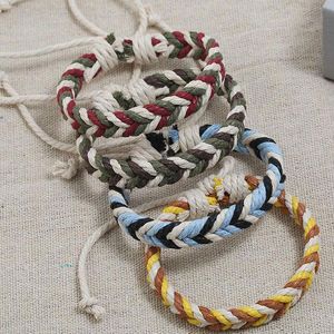 Simples Handmade Mulheres Homens Estilo Étnico Charme Braceletes Corda Braided Amantes Coloridos Festa Clube Jóias