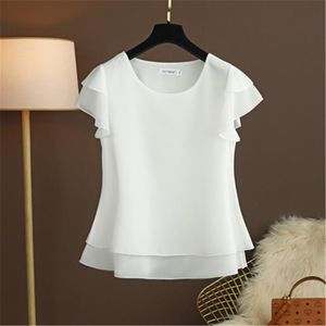 Женские блузки рубашки шифоновая рубашка женщина с коротким рукавом блузка плюс размер 6xL женские вершины и летние женщины о-шеи свободные 488