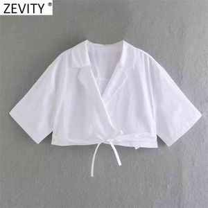 Women Fashion Turn Down Collar Hem Lace Up Short Shirt Female Casual Slim Kimono Blouse Chic Roupas Cropped Tops LS9211 210416