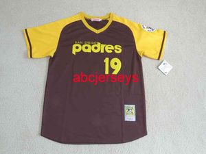 Anpassad sömnad #19 Tony Gwynn Stitch P/O Retro Brown Jersey New Men Women Youth Kids Baseball Jersey XS-6XL