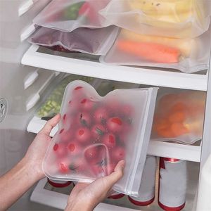 10PCS /Set Silicone Food Storage Containers Leakproof Reusable Stand Up Zip Shut Bag Cup Fresh Bag Food Storage Bag Fresh Wrap 211110