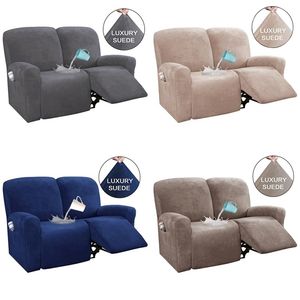 2 Seater Sofa Cover Suede All-Inclusive Rocker Water Repellent Recliner Slipcover Couch s High Elastic Solid Color 211207