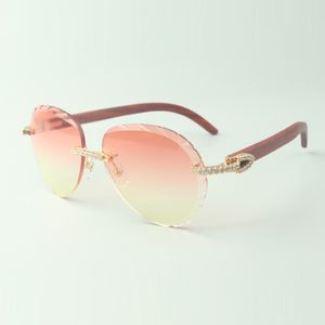 2022 Classic Medium Diamond Sunglasses 3524027 com óculos de braços de madeira originais naturais, vendas diretas, tamanho: 18-135 mm