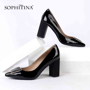 SOPHITINA Sexy Pointed Toe Pumps High Quality Kid Suede Comfortable Square Heel Shoes Special Design Elegant Women's Pumps SC166 210513