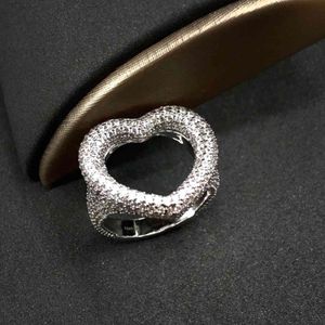 925 Sterling Silver Dezembro Amor Coração-em forma de diamante Anel Feminino Mulheres Dainty Na moda Clássico Luz Luxo Moda Jóias