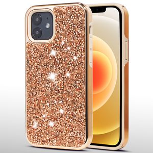 Elempoplated Diamond Rhinestone Capas para iPhone 13 Pro Max 12 11 XR 8 Plus Samsung S21 S22 Ultra Note 20 A52 A71 LG Stylo 7 Moto G Stylus 2021 À prova de choque 2 em 1 capa