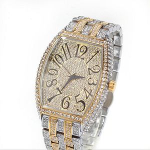 Moda Mens Relógios Full Diamond Iced Out Watch Hip Hop Gold Silver Black Watch