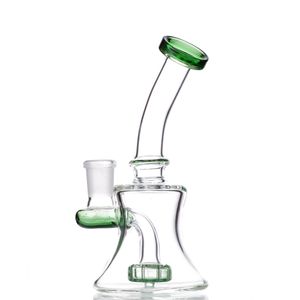 6 inch Green Color Glass Bong Water Pipes Dab Rigs Beaker Hookah 14mm female joint