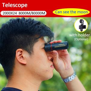 Mini Telescope Monocular 2000x24 HD Super-długi Dystansowy Dystans Light Night Vision z uchwytem na telefon komórkowy Wykonaj zdjęcie do sportu Outdoor Polowanie Camping Piesze wycieczki