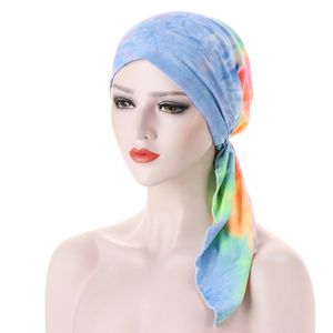 Muçulmanos Imprimir Inner Hijabs Cap Womens Cancro Chemo Turbante Chapéu de Algodão Turbante Cap Headwear Árabe Envoltório Cabeça Acessórios De Cabelo