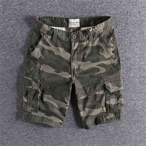 Camouflage Tooling Shorts Mäns lösa amerikanska Casual Wear Sommard Trend Sport Byxor Pure Bomull High Qualit 0228 210716