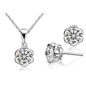 Set di gioielli romantici Orecchini con collana di fiori di fiori di ciliegio per le donne Galvanica in rame da sposa