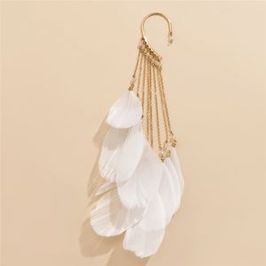 Summer Boho Long Feather Dangle Earrings For Women Beach Chain Tassel Drop Earrings Wedding Bride Jewelry Oorbellen New