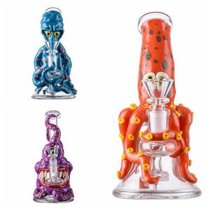 7-Zoll-Wasserpfeifen im Halloween-Stil, 4 mm dick, berauschendes Glas, einzigartige Bongs, Oktopus-Wasserpfeifen, Duschkopf, Perc-Öl-Dab-Rigs, 14-mm-Verbindung mit Schüssel