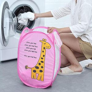 Cartoon Storage Baskets Laundry Clothes Laundry Basket Bag Foldable Pop Up Easy Open Mesh Laundry Clothes Hamper Basket for College Dorm