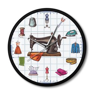 Crafting Room Wall Art Clock Watch Quilting Time Seamstress Sew Tillbehör Symaskin Heminredning Gåva till hennes klockor