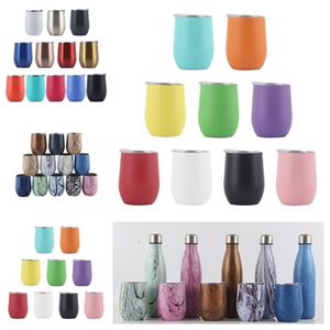 33styl 12oz Wino Tumbler Drewno Ziarna Kawy Ze Stali Nierdzewnej Butelka Wody 2 Warstwę Próżniową Izolowanie Szampana Kubek Pokrywa Sea Shipping T2I52009