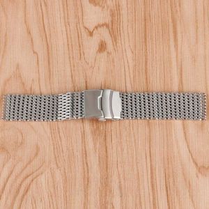 18mm 20mm 22mm Silver Mesh Watchband för Män Klockbyte Rostfritt Stål Webbband Solid Länk Armbandsur Bangle Armband H0915