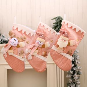 Christmas Stocking Pendant Big Santa Claus Candy Bag Xmas Tree Fireplace Hanging Decorative Socks Ornaments