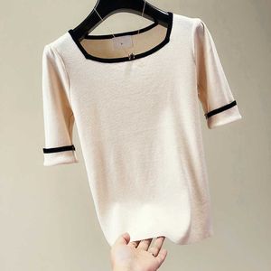 Summer Women Sweter Morela Topy Z Krótkim Rękawem Casual Arrival Korea Lady Pull Femme Hiver Black Samica Sweter 210604