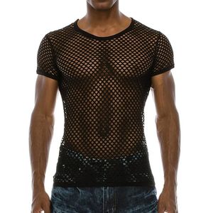 Mens Transparent Sexy Mesh Tshirts Summer Casual Muscle Pullover Short Sleeve Tee Shirt Top Fashion Streetwear Men's T-Shirts