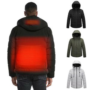 USB Electric Heated Hooded Mens Ciepła Kurtka Zimowa Parka Akumulator Rechargeable Płaszcz grzewczy Kurtka termiczna Narciarstwo Outwear Oversized 6XL 211206