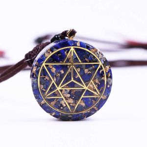 Crystal Orgon Pendant Natural Stone Crystal Lapis Lazuli Orgonite EMF Protection för Chakra Healing Energy Generator X0707